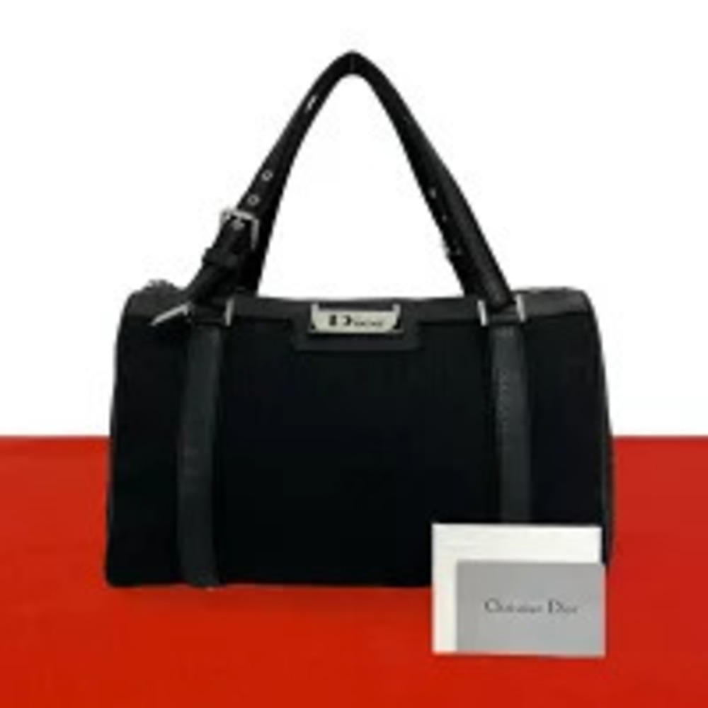 Christian Dior Street Trotter Canvas Leather Handbag Black